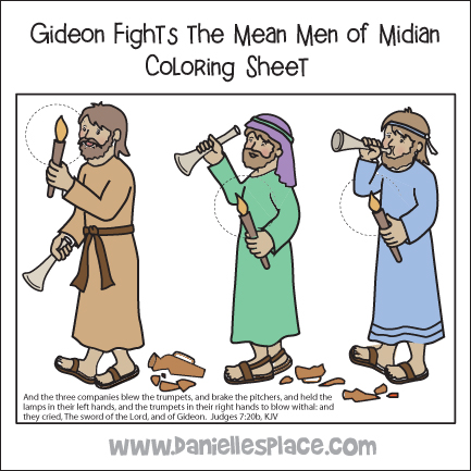 Gideon Fights the Mean Men of Midian Coloring Sheet