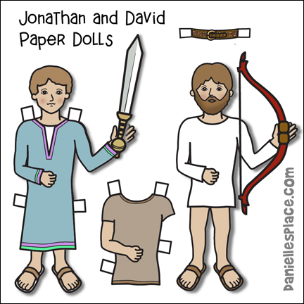 David and Jonathan Paper Dolls - Jonathan Gives David his robe, sword, belt and bow Paper Dolls