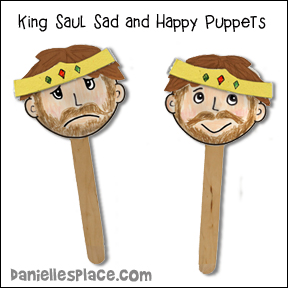 King Saul Sad and Happy Craft Stick Puppet