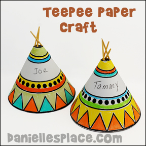 Teepee Thanksgiving Place Holder Craft for Kids