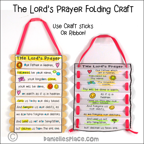 The Lord's Prayer Folding Craft Stick or Fan-fold Paper Craft from www.daniellesplace.com