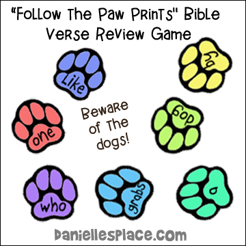 "Follow the Paw Prints" Bible Verse Review Game