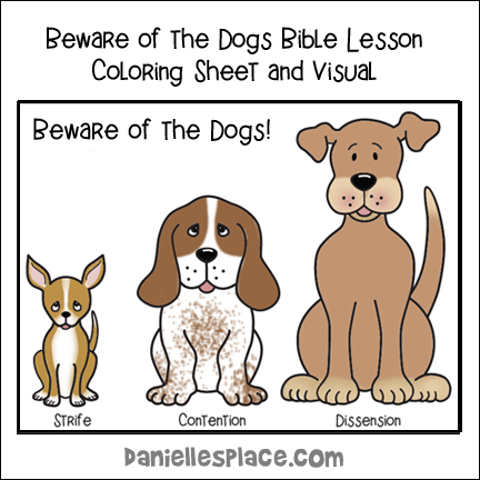 Beware of the Dogs Bible Verse Coloring Sheet and Lesson Visual