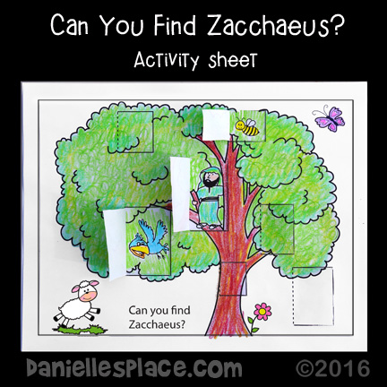 Can you find Zacchaeus? Coloring and Activity Sheet from www.daniellesplace.com