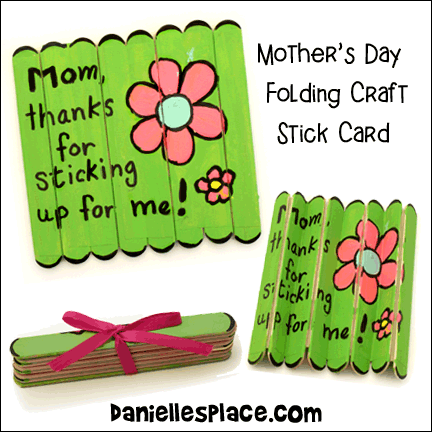 Folding Craft Sticks Mother's Day Card Craft for Children from www.daniellesplace.com