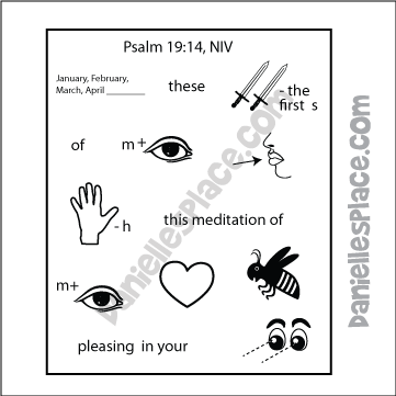 Psalm 19:15 Bible Verse Mystery Activity Sheet