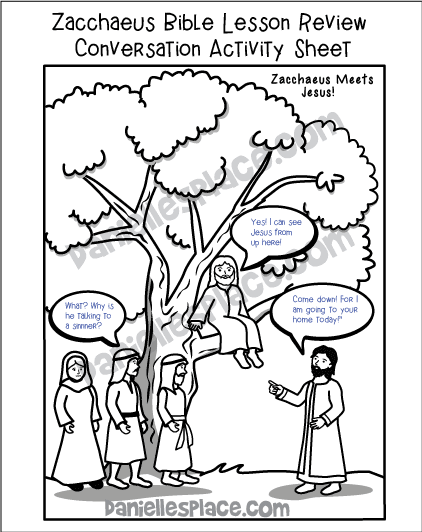 Zacchaeus Meets Jesus Bible Activity Review Sheet