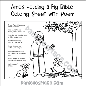 Amoz Holding a Fig Bible Verse and/or Poem Coloring Sheet for Children's Ministry