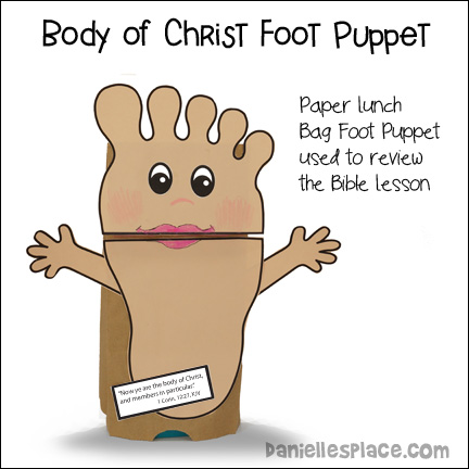 Foot Puppet, Paper Bag Puppet Craft for Body of Christ Bible Lesson