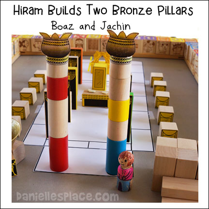 Hiram Builds Two Bronze Pillars - Boaz and Jachin