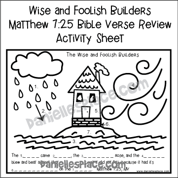 Wise and Foolish Bible Verse Review Activity Sheet