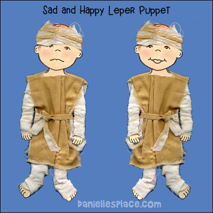 Sad and Happy Leper Puppet Craft for Jesus Heals the Ten Lepers Bible Lesson for Children's Ministry