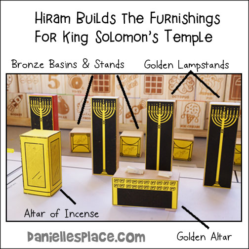 Hiram Builds the Furnishings for King Solomon's Temple - Bronze Basins and Stands, Golden Lampstands, Altar or Incense and the Goldern Altar