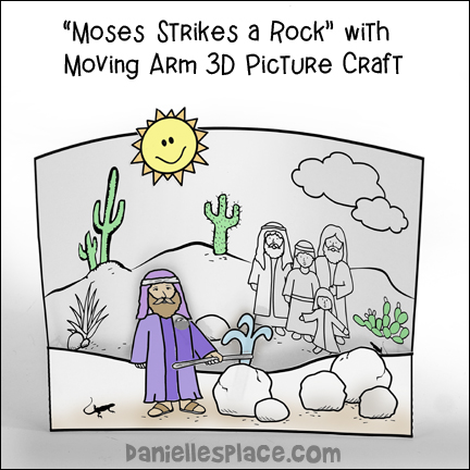Moses Strikes a Rock with Moving Arm 3D Picture Craft