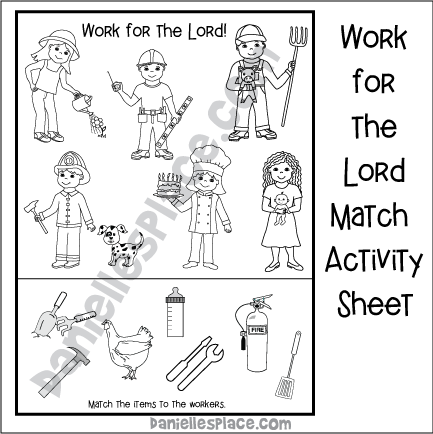 Work for the Lord Matching Pictures Bible Activity Sheet