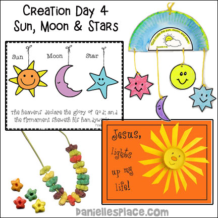 Creation Day 4 - Sun, Moon and Stars Bible Crafts and Games for Children's Ministry 