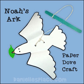 Noah's Ark Paper Dove Holding an Olive Leaf Bible Craft for Children's Ministry