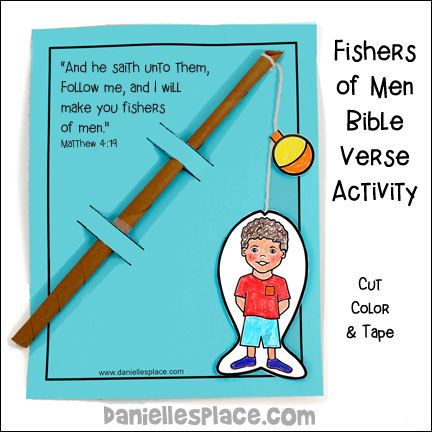 "Fishers of Men" Bible Verse Activity Sheet and Color Sheets