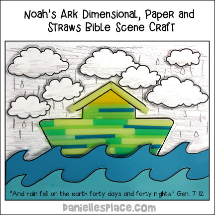 Noah's Ark dimensional, Paper and Drinking Straws Bible Sceen Craft