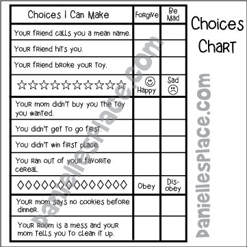 Choices Chart - Children learn about making Good Choices