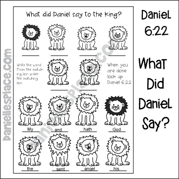 Daniel 6:22 - What Did Daniel Say? Bible Verse Activity Sheet