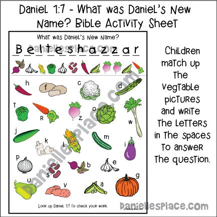 Daniel 1:7 - What was Daniel's New Name Bible Activity Sheet