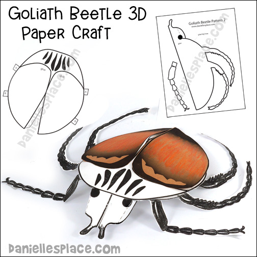 3D Goliath Beetle Paper Craft for Kids