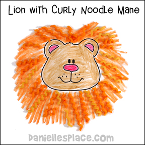 Lion with Curly Noodle Mane Craft for Children
