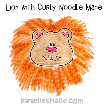 Lion with Curly Noodle Mane Craft for Children