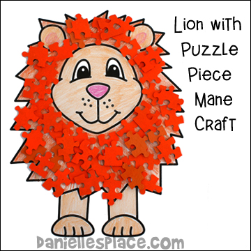 Lion with Puzzle Piece Mane Craft for Kids