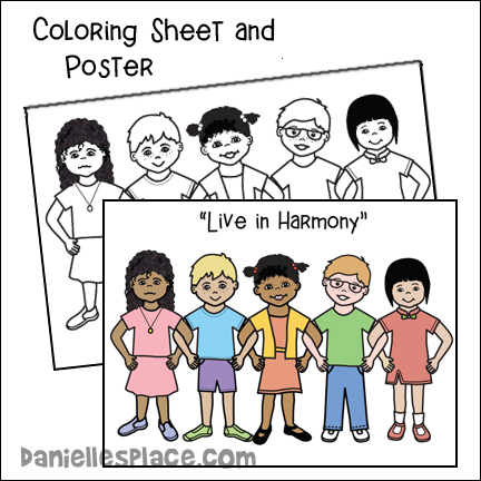 Live in Harmony Coloring Sheet and Poster for Children's Ministry