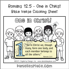 One In Christ - Romans 5:12 Bible Verse Coloring Sheet