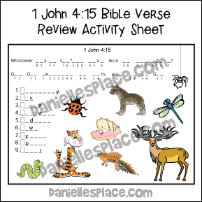 1 John 4:15 Bible Verse Review Activity Sheet