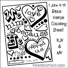 1 John 4:19 Bible Verse Coloring Sheet