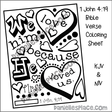 1 John 4:19 Bible Verse Coloring Sheet About Love