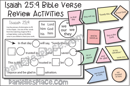 Isaiah 25:9 Bible Verse Review Activities