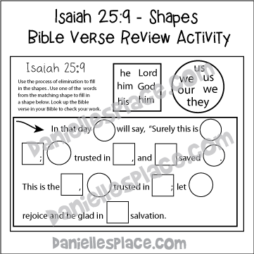 Isaiah 25:9 Bible Verse Review Activity Sheet
