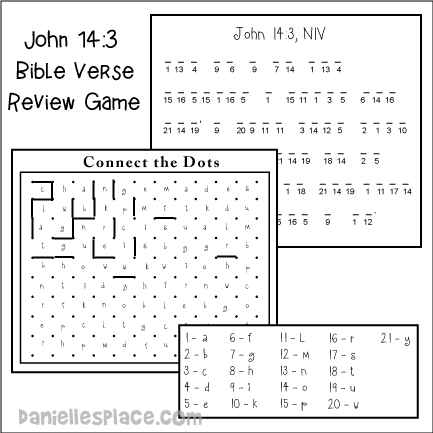 John 14:3 Bible Verse Review Game and Activity Sheet
