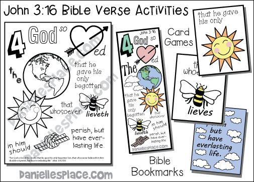 John 3:16 Bible Verse Review Activties
