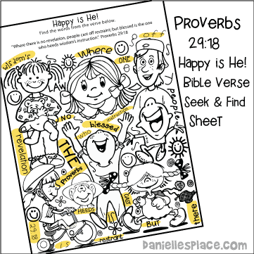 Proverbs 29:18 Bible Verse Review Seek and Find Activity Sheet
