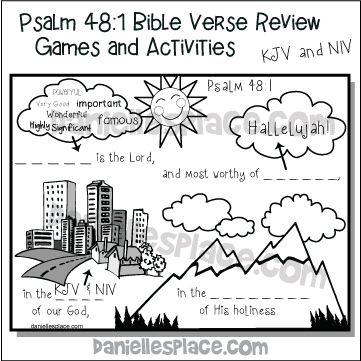 Psalm 48:1 Bible Verse Review Activity Sheet