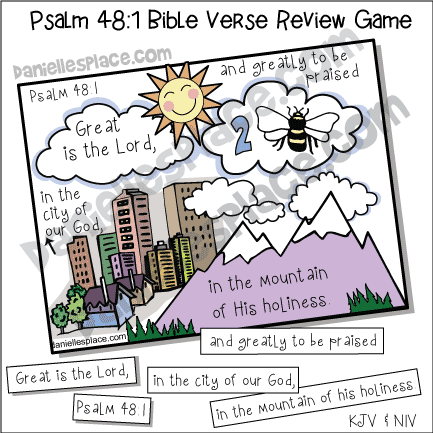 Psalm 48:1 Bible Verse Review Printable Game