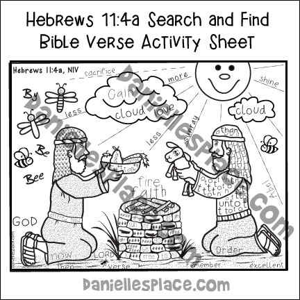 Cain and Abel Search and Find Bible Verse Activity Sheet, Hebrews 4:11