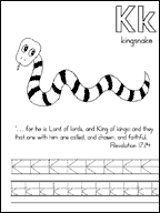 Leter K kingsnake worksheet